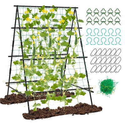 Garden Trellis for Climbing Vines, Outdoor Tomato & Cumber Trellis with A-Frame Support
