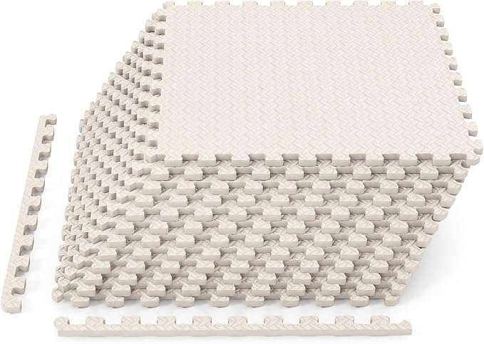 Lucktree 12/24/36/48 Tiles Exercise Flooring Mats with Border
