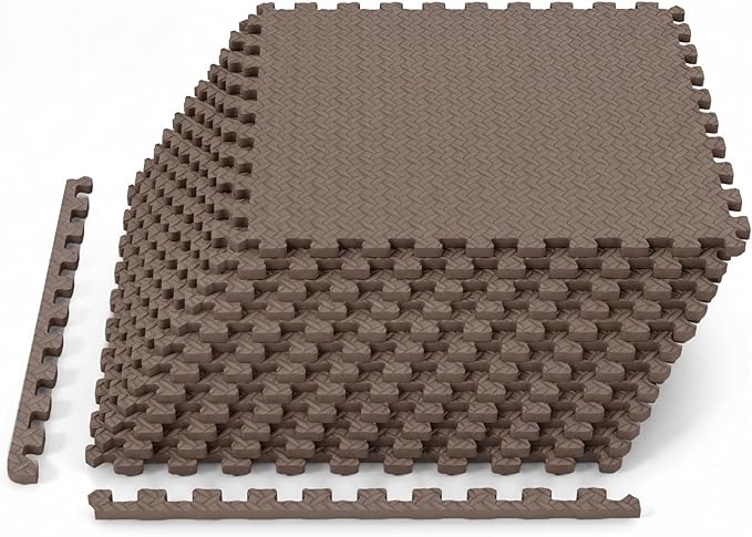 Lucktree 12/24/36/48 Tiles Exercise Flooring Mats with Border