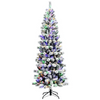 Lucktree Snow Flocked Christmas Tree, Premium Hinged Artificial Pine Tree, Remote Controller, Xmas Full Tree for Indoor - LucktreeUS