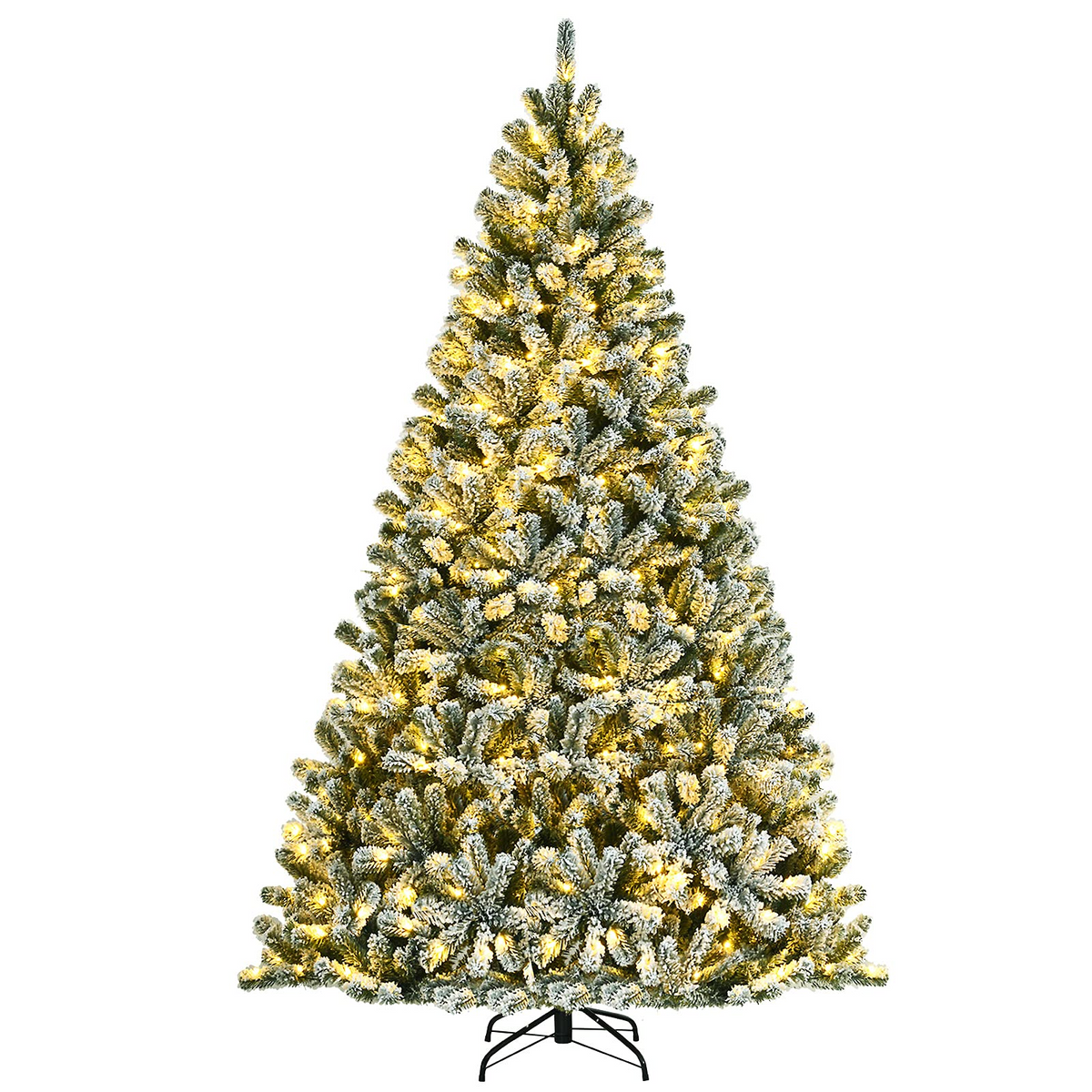 Lucktree Snow Flocked Christmas Tree, Artificial Hinged Xmas Tree - LucktreeUS