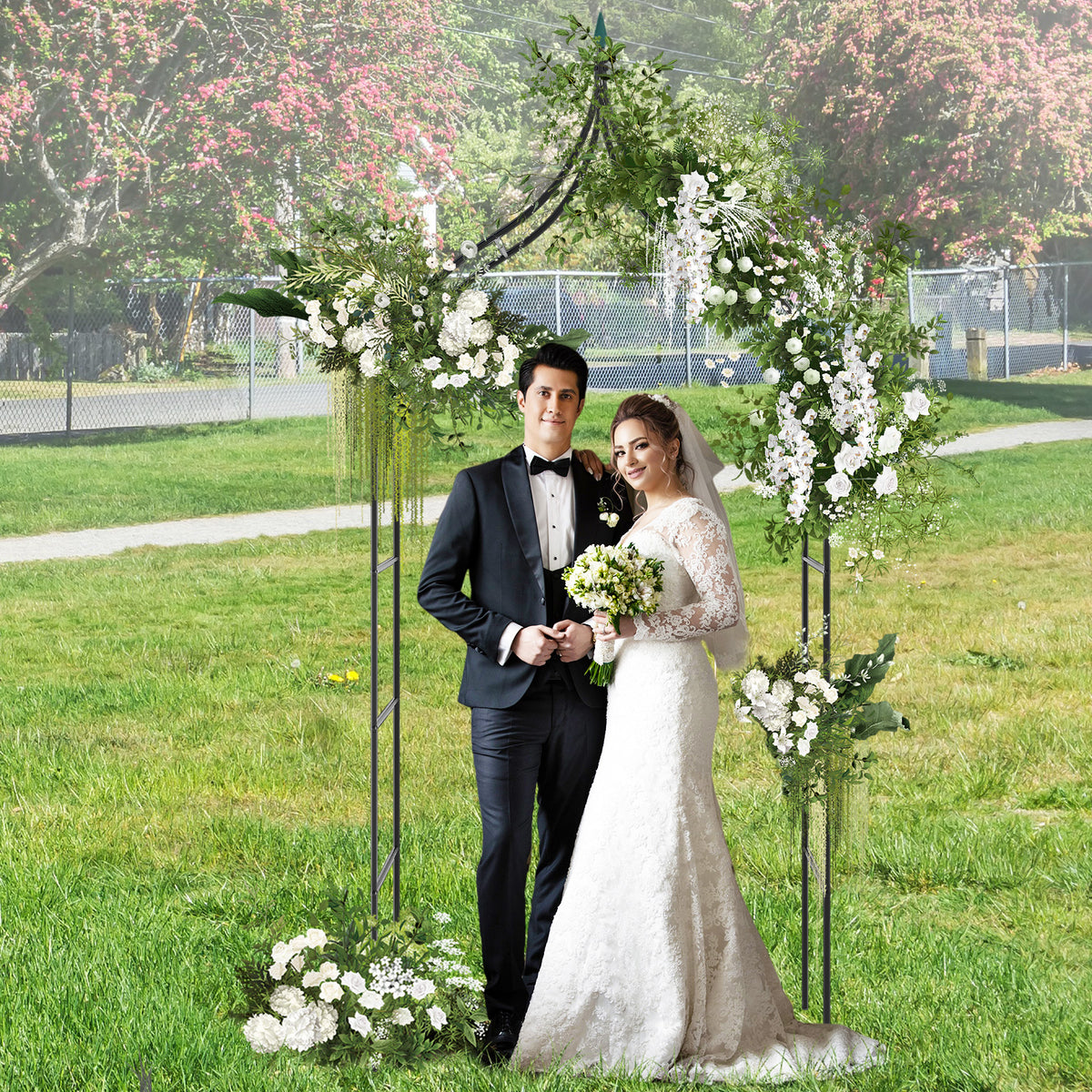Metal Garden Arch, Rose Garden Arbor for Various Climbing Plant, Outdoor Lawn Backyard