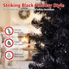 7/8 FT Pre-Lit Black Christmas Tree, Slim Artificial Halloween & Xmas Tree