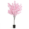 6.5FT Artificial Cherry Blossom Tree, Faux Pink Cherry Plant with Sturdy PE Trunk & Cement-Filled Nursery Pot