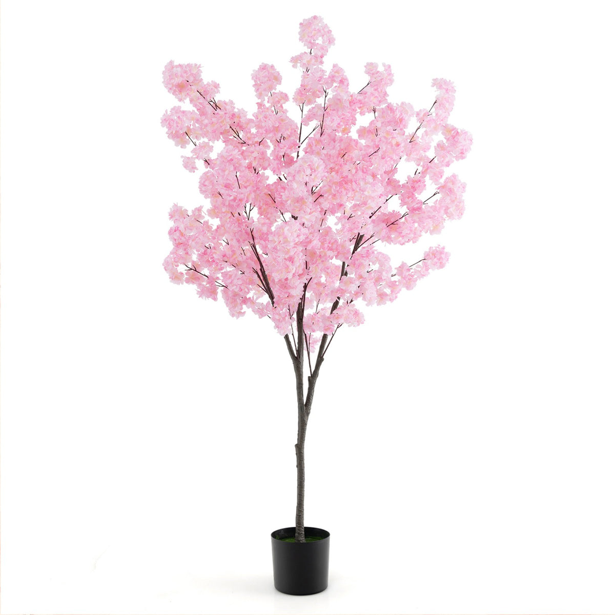 6.5FT Artificial Cherry Blossom Tree, Faux Pink Cherry Plant with Sturdy PE Trunk & Cement-Filled Nursery Pot
