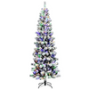 Lucktree Snow Flocked Christmas Tree, Premium Hinged Artificial Pine Tree, Remote Controller, Xmas Full Tree for Indoor - LucktreeUS