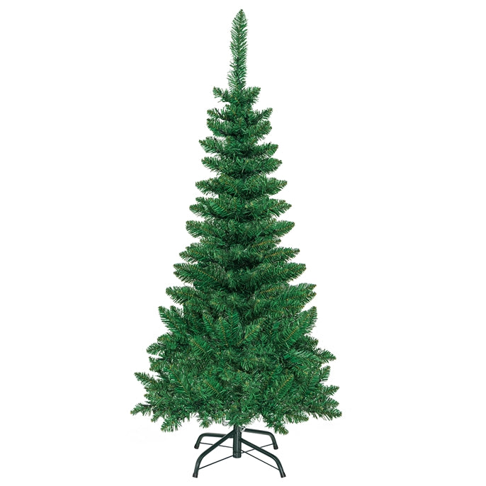 4.5 ft Snow Flocked Pencil Christmas Tree, Pre-Lit Slim Xmas Tree with 226 Branch Tips