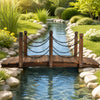 150cm Wooden Bridge, Arc Footbridge w/Safe Chain Railings, Outside Small Arc Pond Bridge