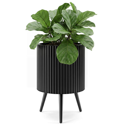 Lucktree 14 Inch Plant Pot with Stand with Built-in Drainage Holes