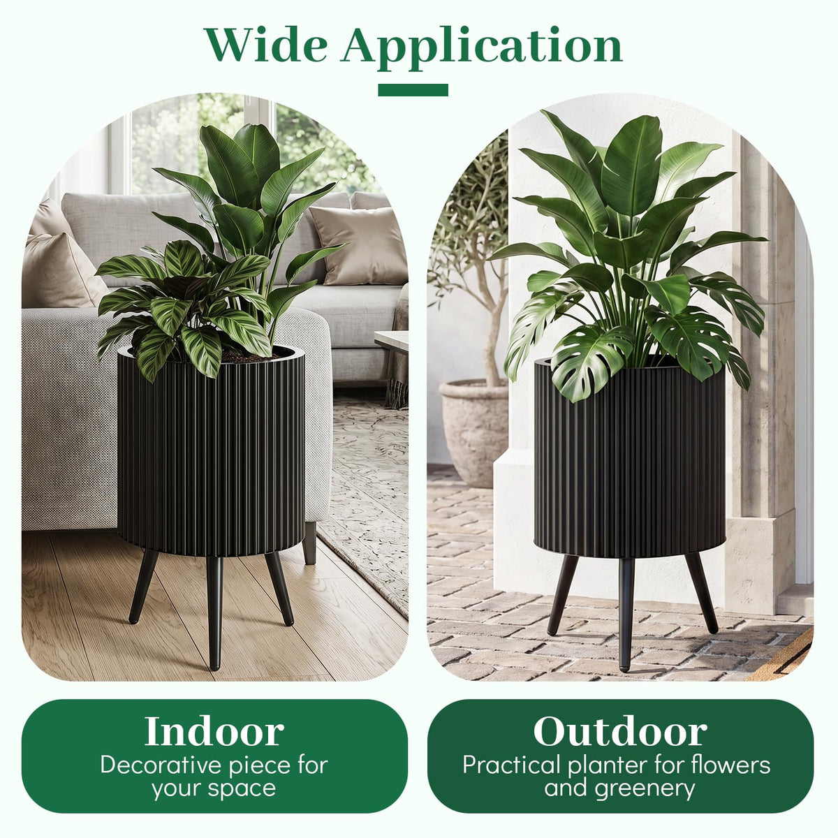Lucktree 14 Inch Plant Pot with Stand with Built-in Drainage Holes