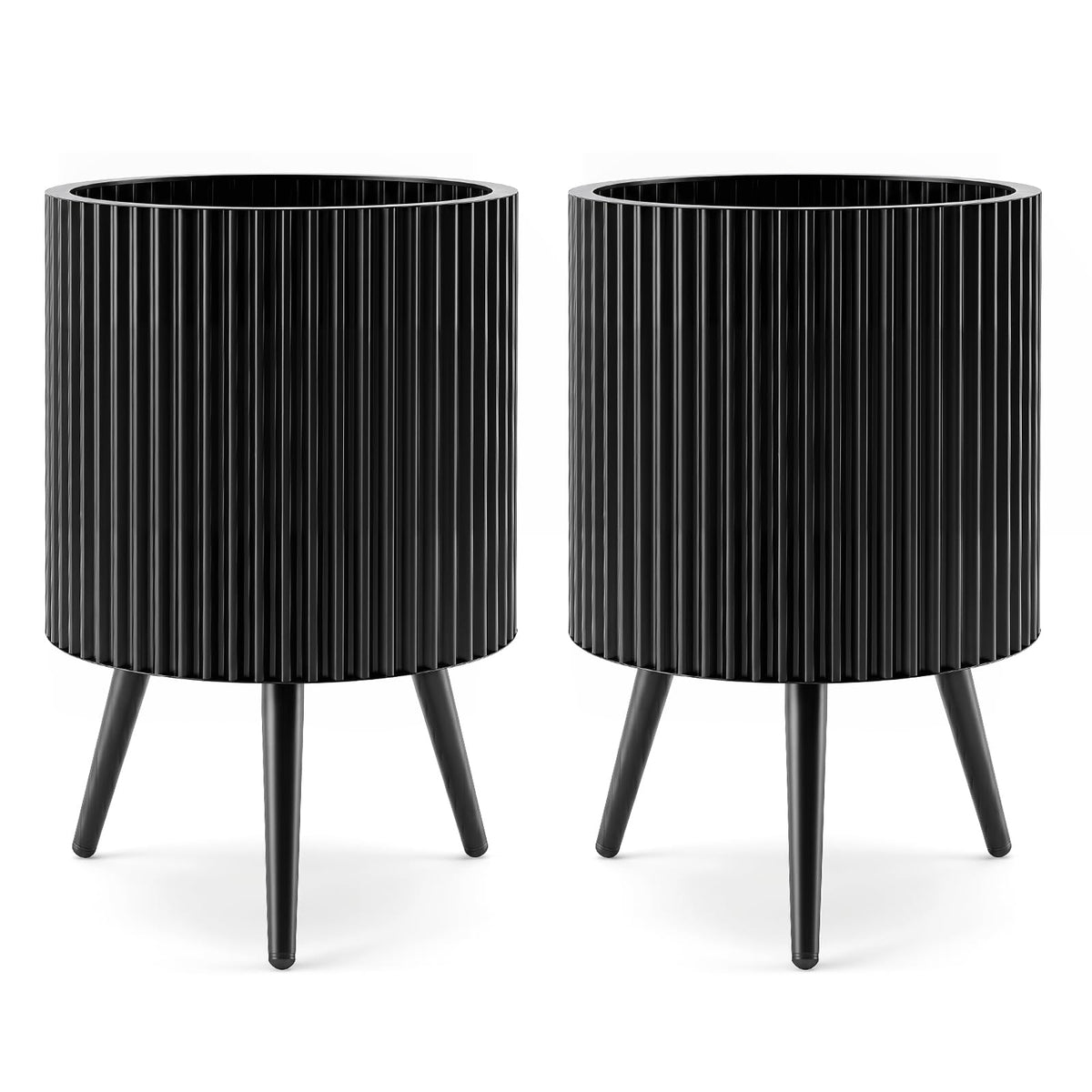 Lucktree 14 Inch Plant Pot with Stand with Built-in Drainage Holes
