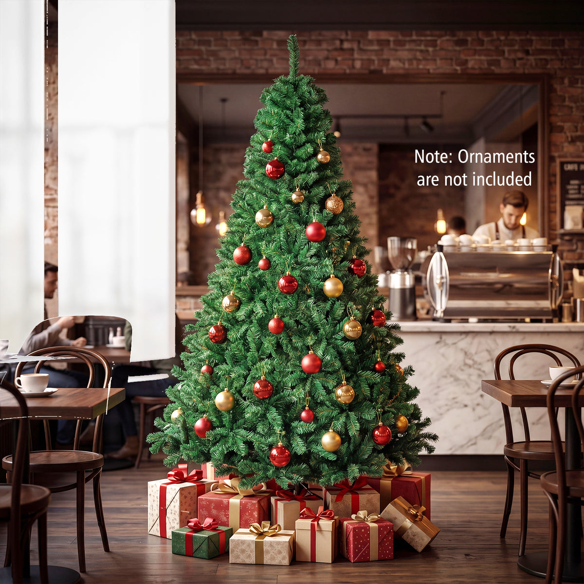 5/6/7/8 FT Artificial Christmas Tree, Unlit Full Xmas Pine Tree with 350/650/950/1138 Branch Tips & Folding Metal Stand