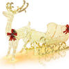 Pre-lit Artificial Christmas Decoration, Lighted Christmas Reindeer and Sleigh with LED Lights