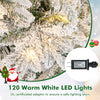 4.5 FT Pre-Lit Christmas Tree Snow Flocked, Artificial Christmas Tree with 757 Branch Tips