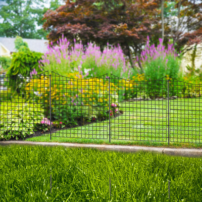 5-Panel Decorative Garden Fence with 5 Stakes, 39" Tall Outdoor Dog Barrier