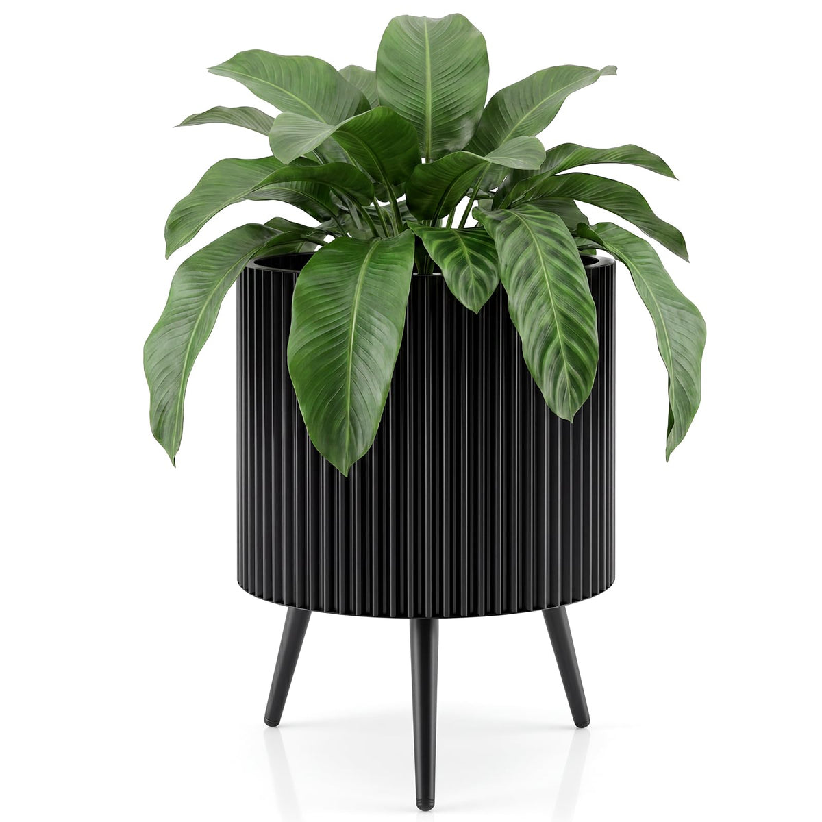 Lucktree 14 Inch Plant Pot with Stand with Built-in Drainage Holes