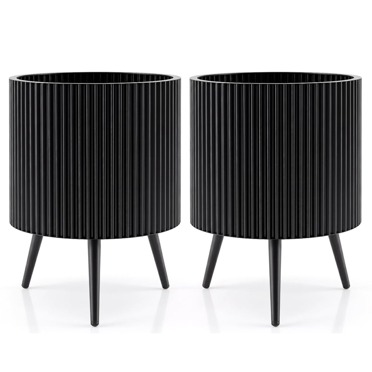 Lucktree 14 Inch Plant Pot with Stand with Built-in Drainage Holes