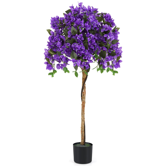 53" Artificial Bougainvillea Tree, Faux Silk Flower Plant in Pot with 576 Flowers & 288 Leaves