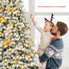 9FT Flocked Christmas Tree, Artificial Xmas Tree w/PVC Needles, Metal Stand
