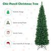 5/6/7/8/9 FT Slim Pencil Artificial Christmas Tree, Unlit Green Xmas Tree with Lush PVC Branch Tips