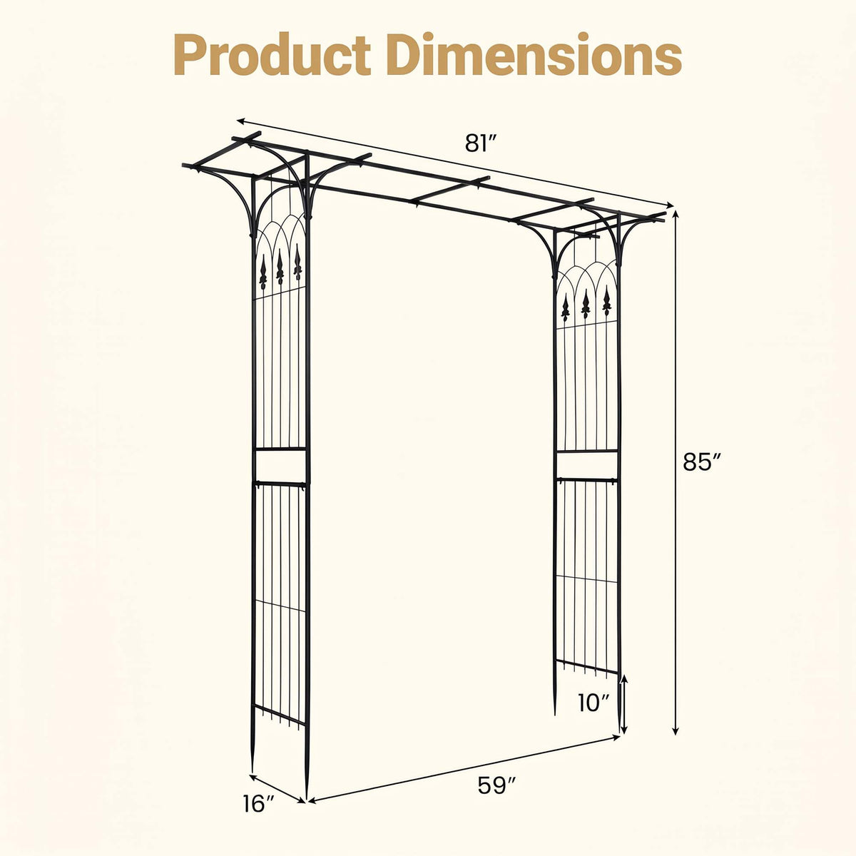 <p>Garden Arbor, 215cm Arch Trellis w/Extended Roof for Climbing Plants Roses Vines