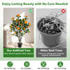 Lucktree 40" Artificial Camellia Tree Faux Camellia Potted Plant in Cement-Filled Pot (1/2 Pack)