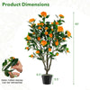 Lucktree 40" Artificial Camellia Tree Faux Camellia Potted Plant in Cement-Filled Pot (1/2 Pack)