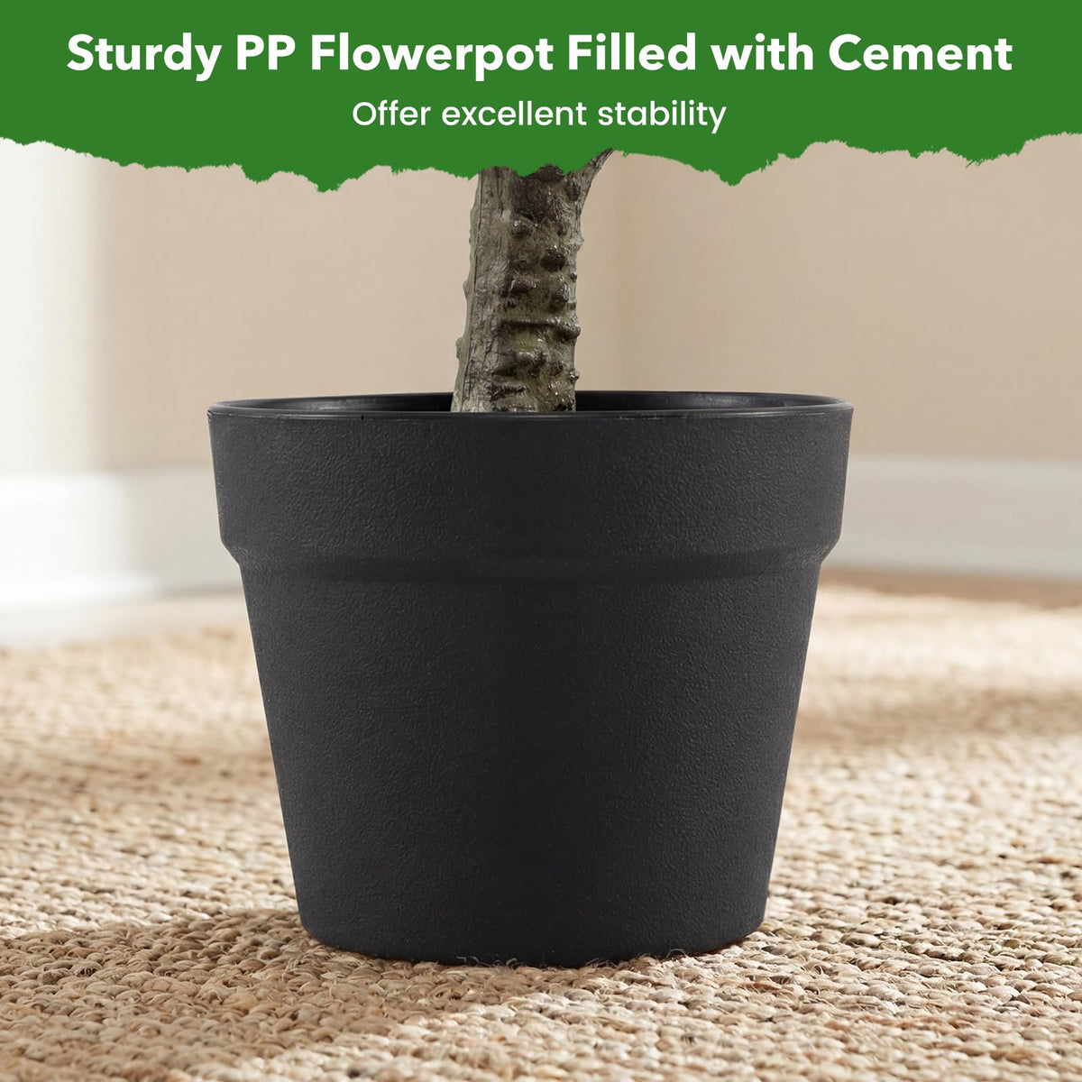 Lucktree 40" Artificial Camellia Tree Faux Camellia Potted Plant in Cement-Filled Pot (1/2 Pack)