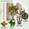 Lucktree 40" Artificial Camellia Tree Faux Camellia Potted Plant in Cement-Filled Pot (1/2 Pack)