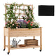 Lucktree 65'' Wooden Raised Garden Bed w/Trellis on Wheels ( 1/2 )