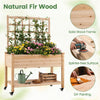 Lucktree 65'' Wooden Raised Garden Bed w/Trellis on Wheels ( 1/2 )