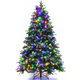 Lucktree 7FT Pre-Lit Artificial Christmas Tree, Hinged Realistic Snowy Xmas Pine Tree W/ 450 Color Changing LED Lights, 11 Flash Modes - LucktreeUS