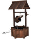 Lucktree Wishing Well Water Fountain Rustic Wooden Outdoor Garden Decorative Fountain Backyard w/ Electric Pump