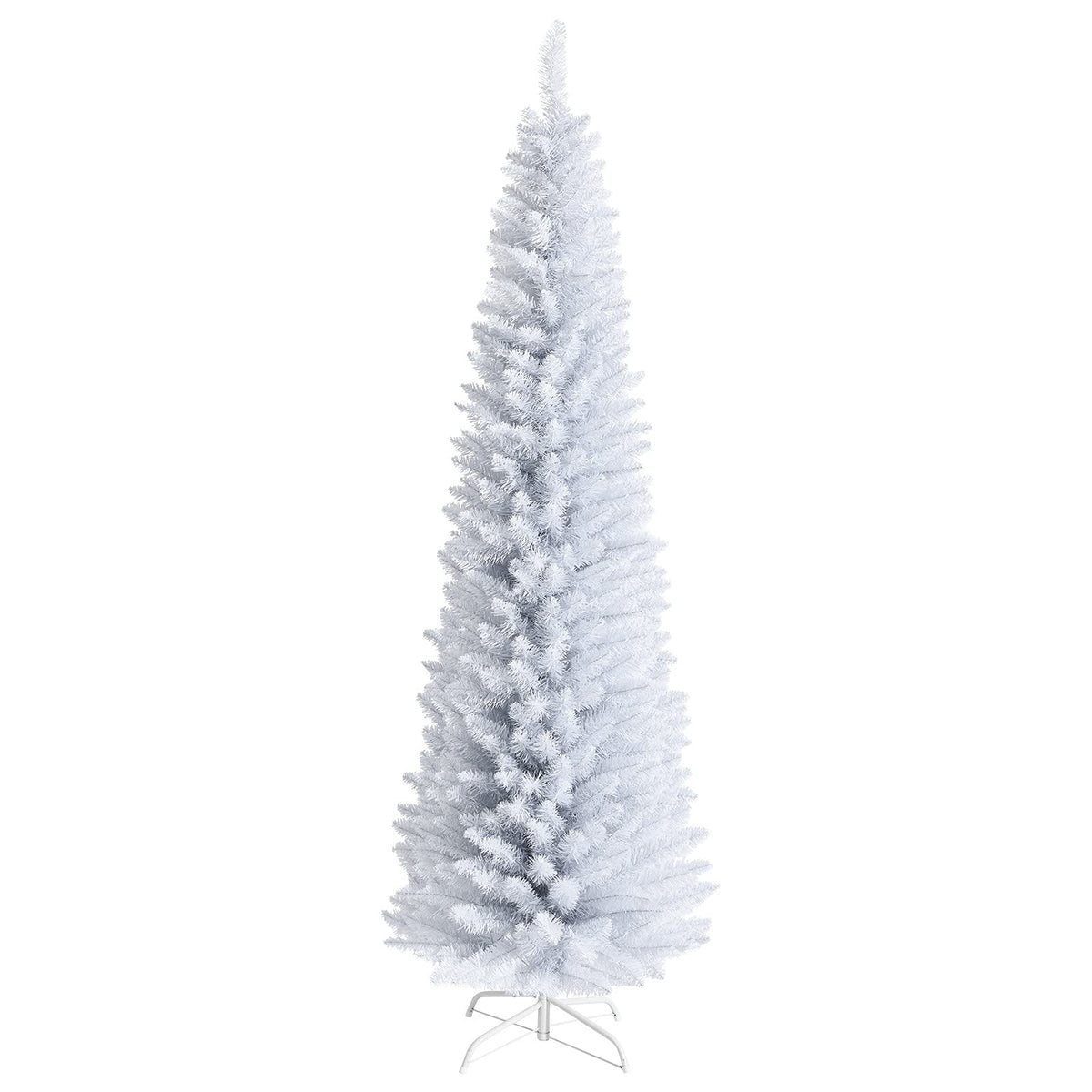 5FT / 6FT / 7FT Pencil Christmas Tree, Artificial Slim White Christmas Tree - LucktreeUS