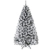 6FT/9FT  Snow Flocked Christmas Tree, Hinged Pine Tree - LucktreeUS