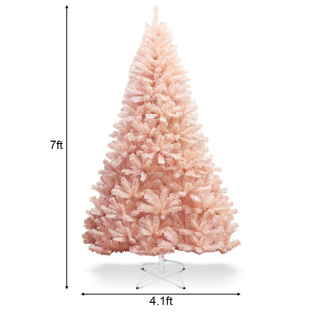 Artificial Pink Christmas Tree, 6ft/7ft Premium Unlit Hinged Spruce Full Tree - LucktreeUS