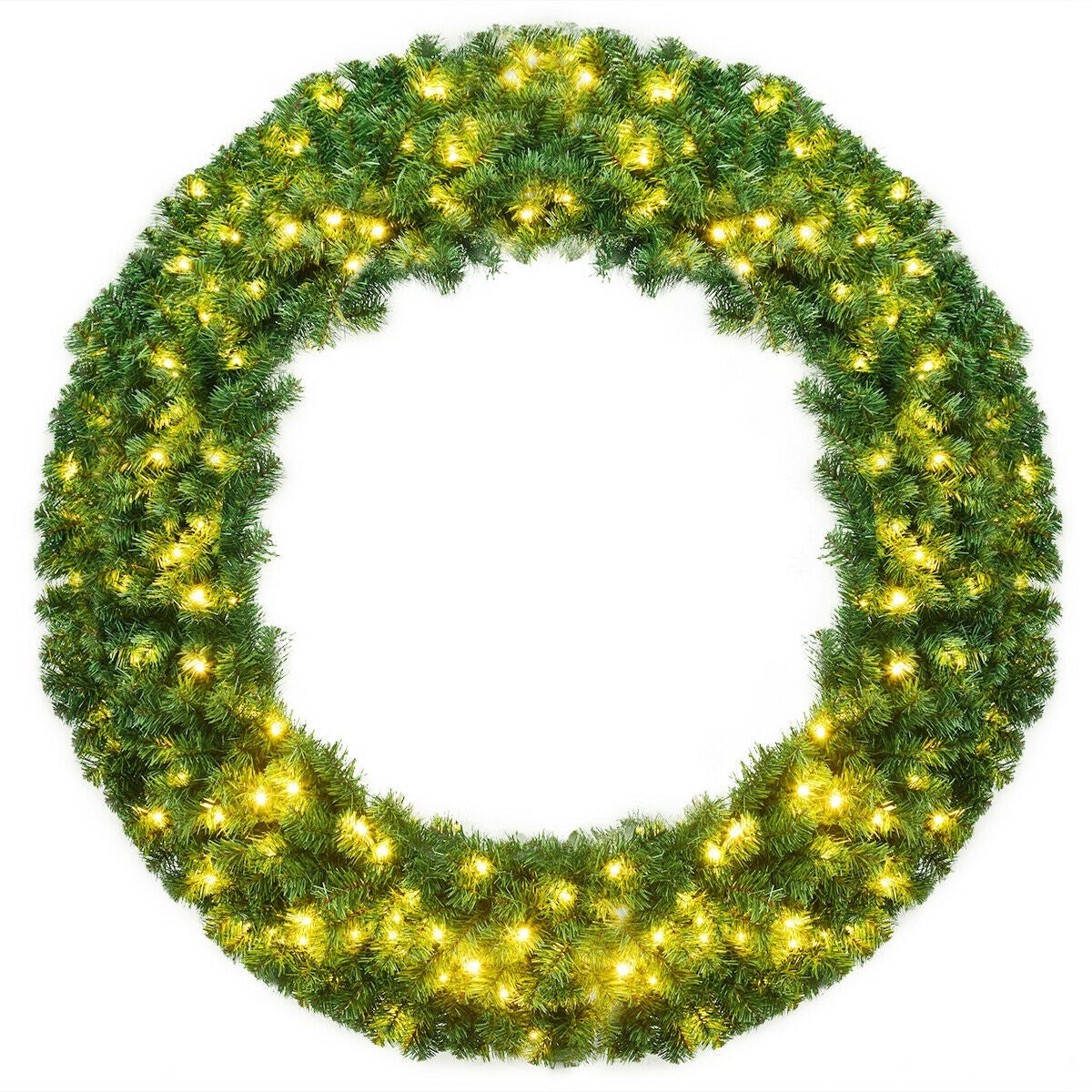 48" Pre-lit Cordless Artificial Christmas Wreath - LucktreeUS