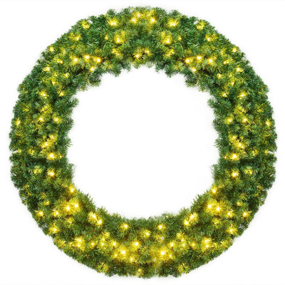 48" Pre-lit Cordless Artificial Christmas Wreath - LucktreeUS