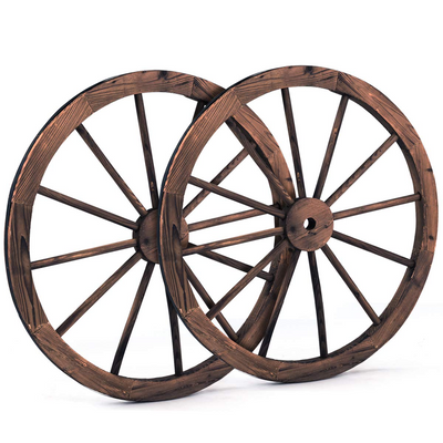 Lucktree 30-Inch Set of Two Decorative Wooden Wheel