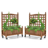 Wood Planter with Lattice Trellis and Wheels, 25'' x 11'' x 32.5'' (L x W x H)