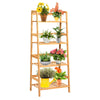 4-Tier Ladder Shelf Plant Stand, Bamboo Flower Pots Holder Display Rack - Lucktree