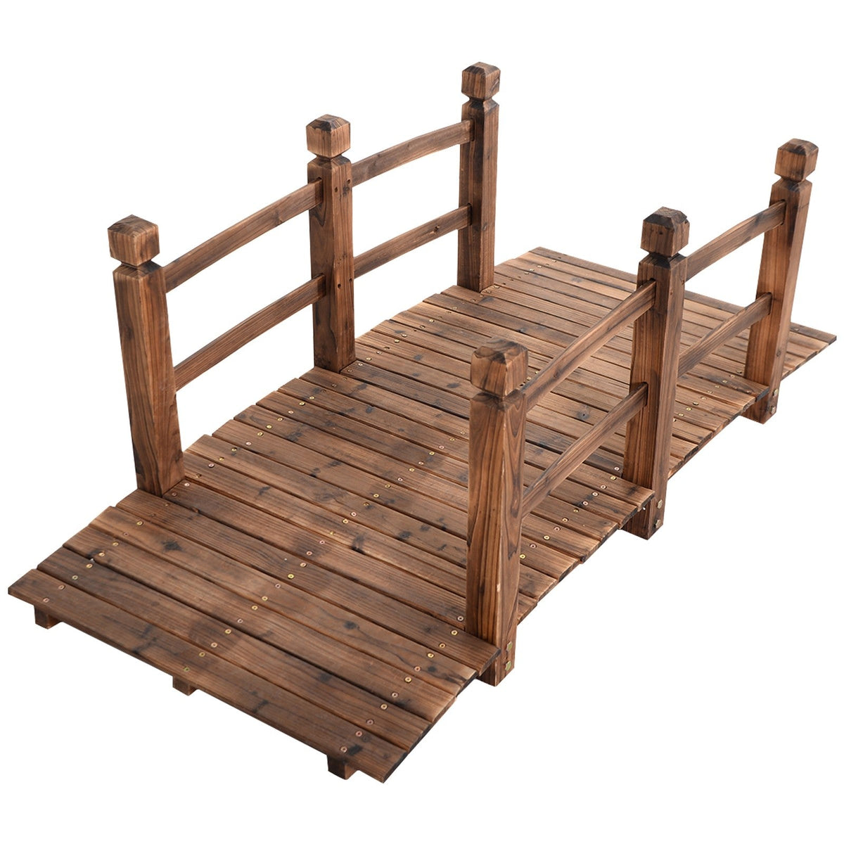 Lucktree 5 Ft Wooden Garden Bridge, Stained Wood/Natural Wood  Garden Bridge