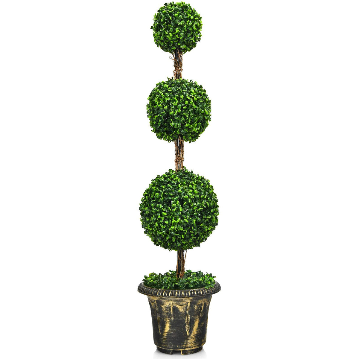 3 Ft /4 Ft Artificial Boxwood Topiary Tree, Fake Greenery Plants Ball Tree - LucktreeUS