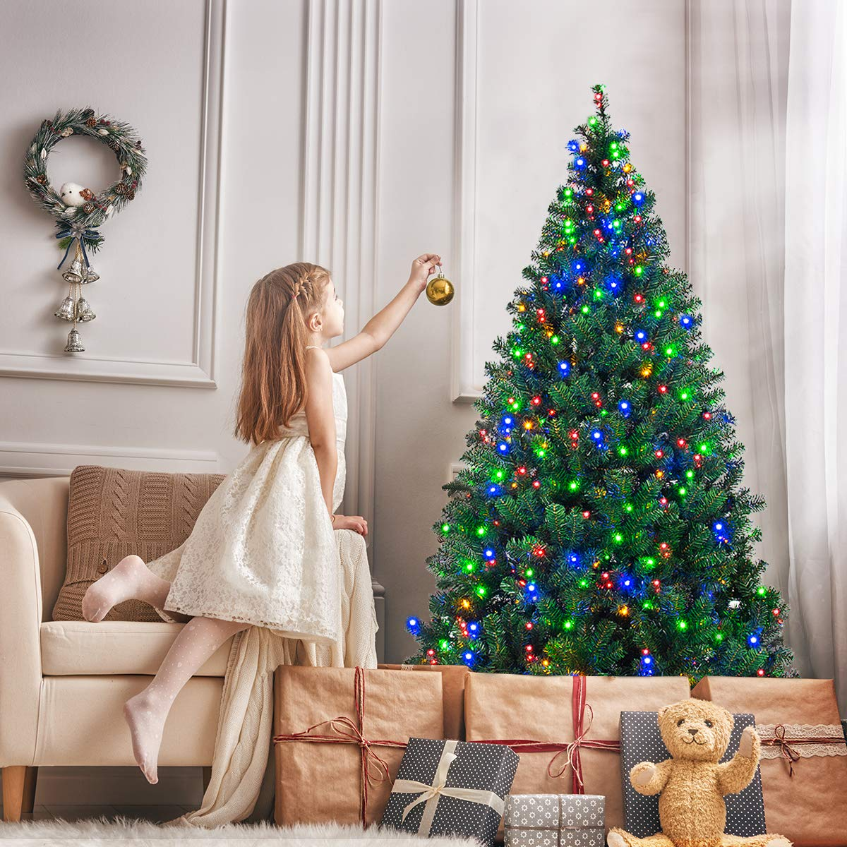 Lucktree Artificial Christmas Tree Premium Spruce Hinged Tree, UL-Certified Transformer - LucktreeUS