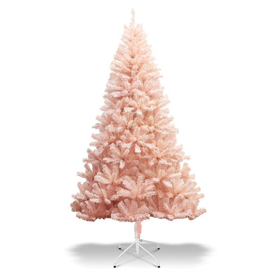 Artificial Pink Christmas Tree, 6ft/7ft Premium Unlit Hinged Spruce Full Tree - LucktreeUS