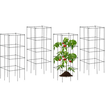 Lucktree Pack of 4 Plant Cage Support, Tomato Stakes and Cages (16''Lx 16''Wx 39''H (4 Pieces))