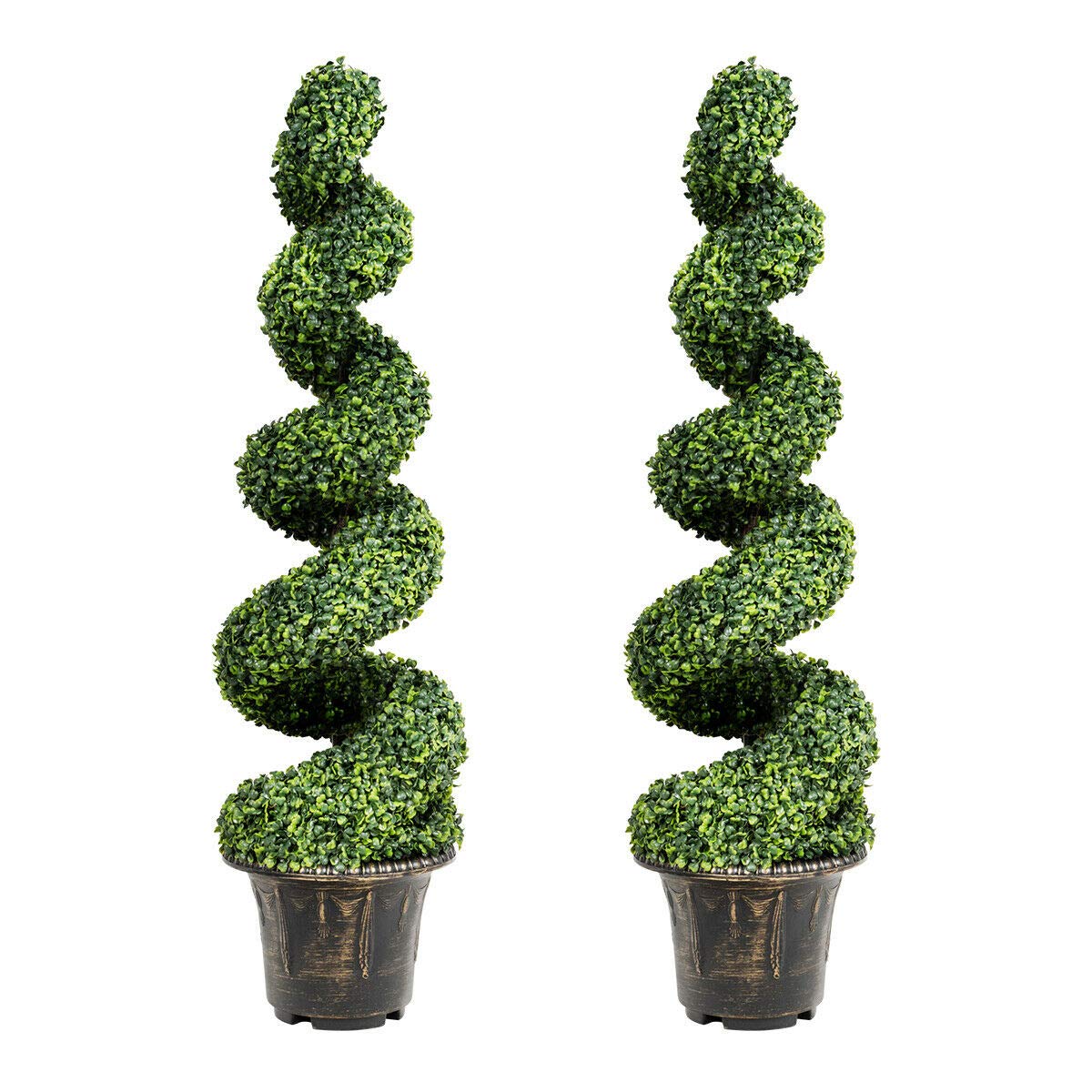 4 Ft Artificial Boxwood Spiral Tree, Fake Greenery Plants - LucktreeUS