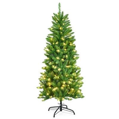 Lucktree 5ft Pre-lit Artificial Christmas Tree, Hinged Fir Pencil Christmas Tree with Lights - LucktreeUS