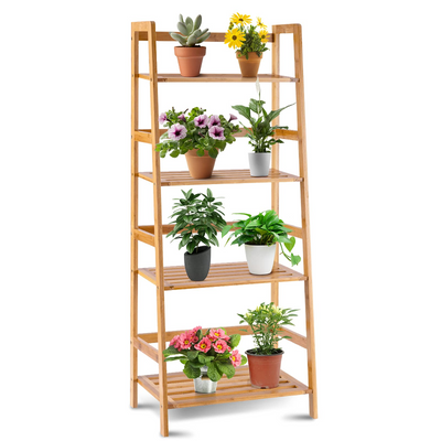 Lucktree 4-Tier Bamboo Plant Stand Flower Pots Holder Display Shelf, 47.5"