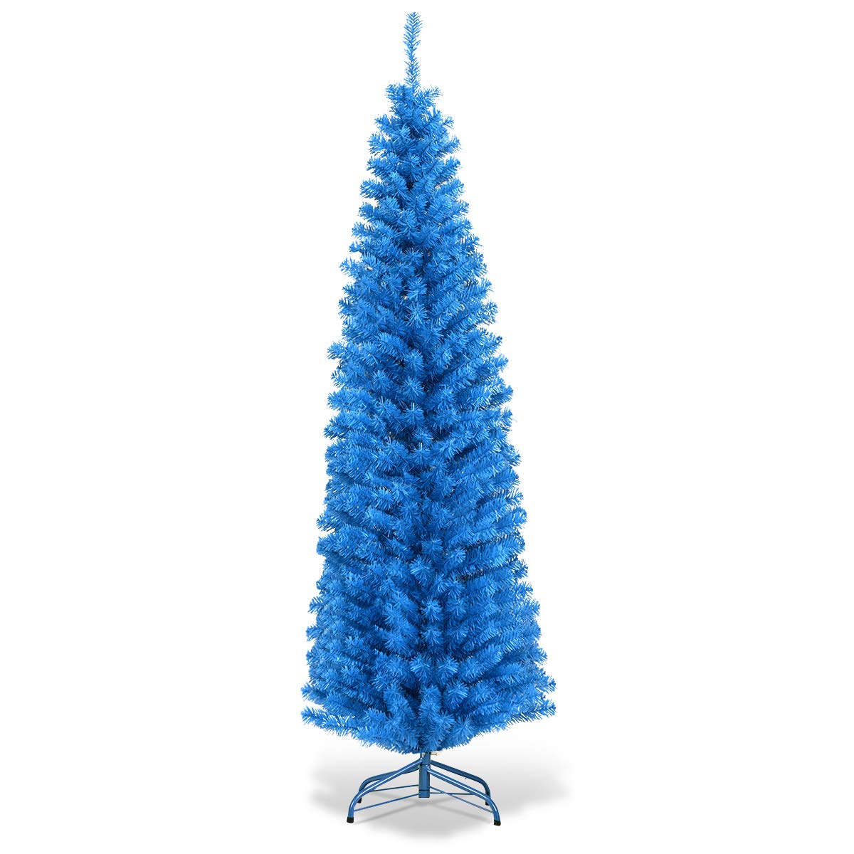 6ft Blue Pencil Christmas Tree, Artificial Slim Tree - LucktreeUS
